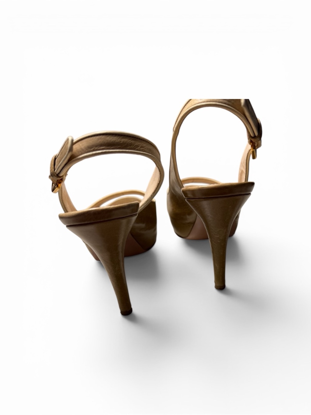 Prada Beige Peep-Toe Slingback Heels - Picture 3 of 4